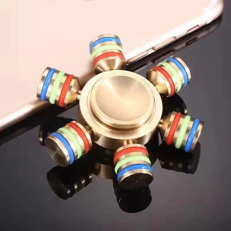 Six Winged Brass Metal Fidget Spinner – Stress & Anxiety Relief Toy