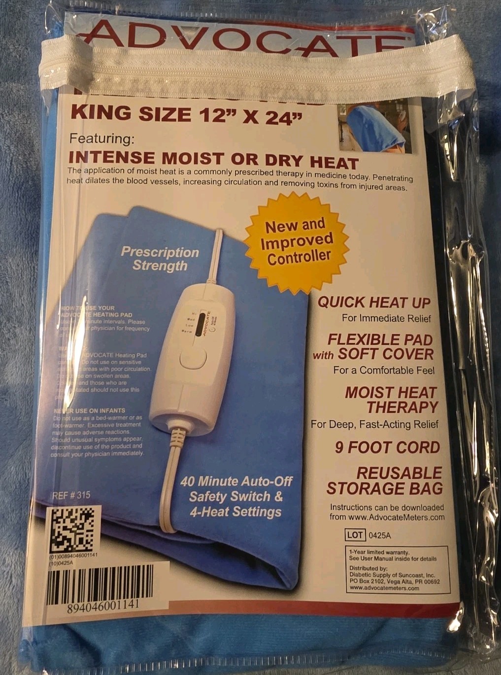 Advocate Heating Pad King Size, 12'' x 24'' for Muscle Toning -1 Count Advocate Heating Pad King Size, 12'' x 24'' for Muscle Toning -1 Count