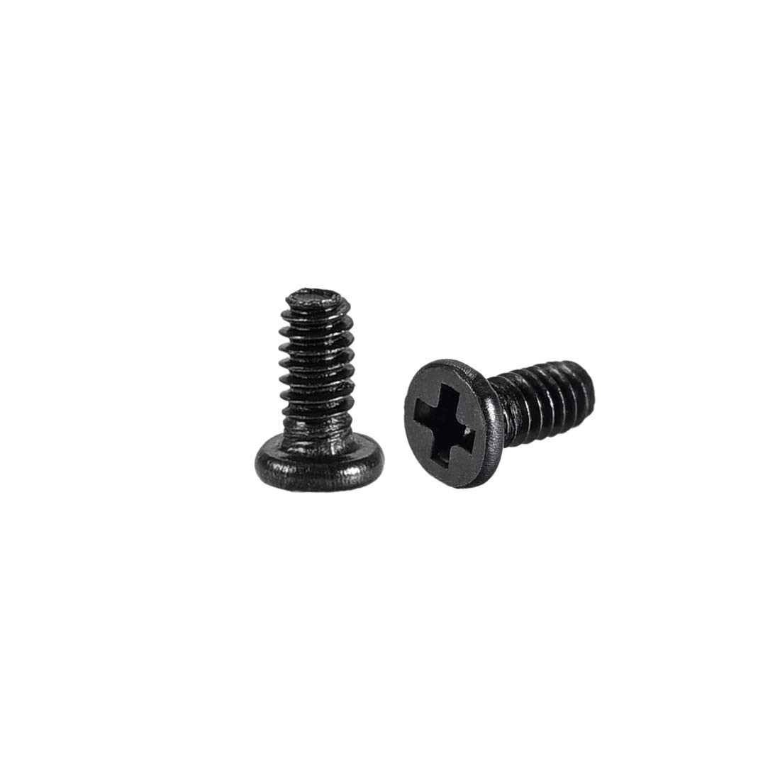 M1.2x3 Small Machine Screws Philips Pan Head Zinc Black - 50 Pc