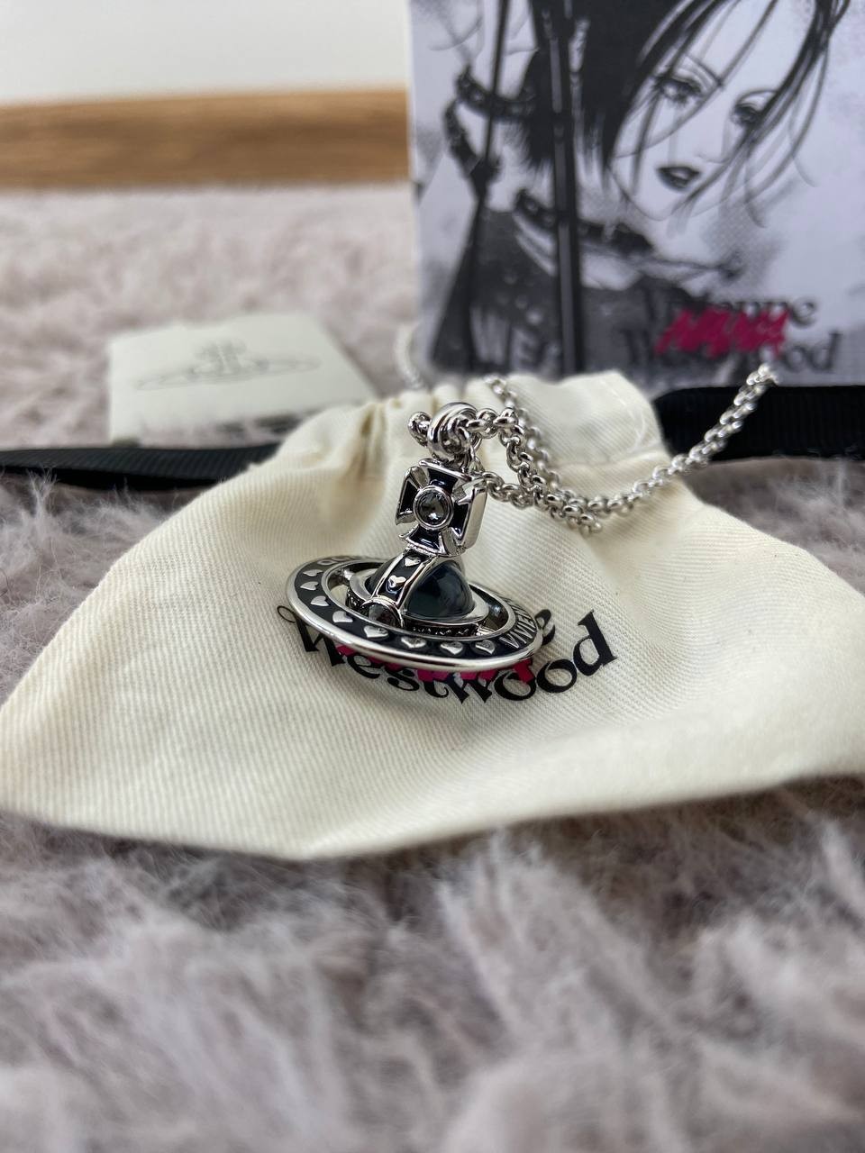 Vivienne Westwood x Nana Large Orb Pendant Necklace Platinum Black