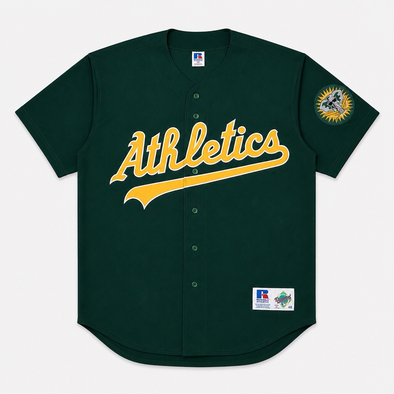 Vtg NOS 90s Russell Oakland Athletics Diamond Collection Baseball Jersey, 48 XL