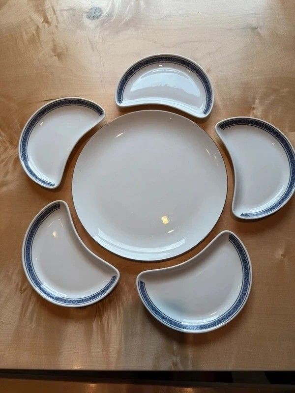 Five Vintage Crescent Salad Plates - Royal Doulton for British Airways