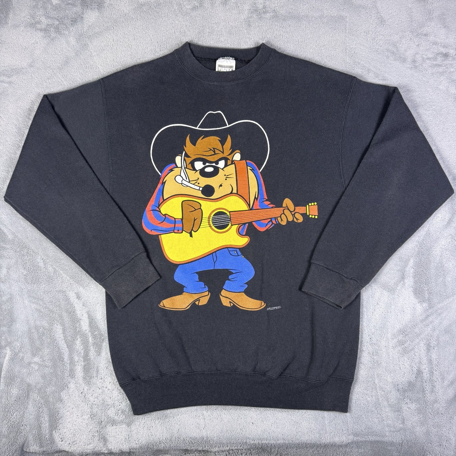 Vintage 1993 Garth Brooks Tasmanian Devil Tultex Sweatshirt Mens L Black Cowboy