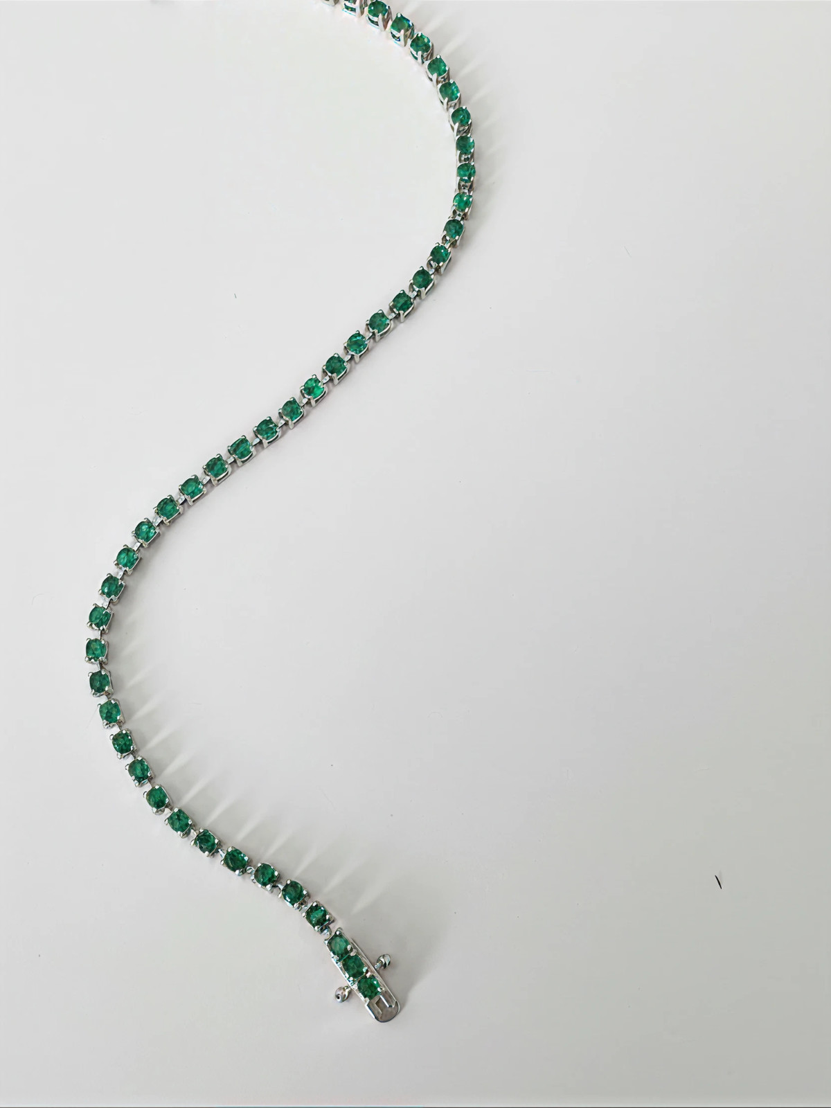 2.55ctw Natural Emerald Bracelet, 14k White Gold, 7 inches length