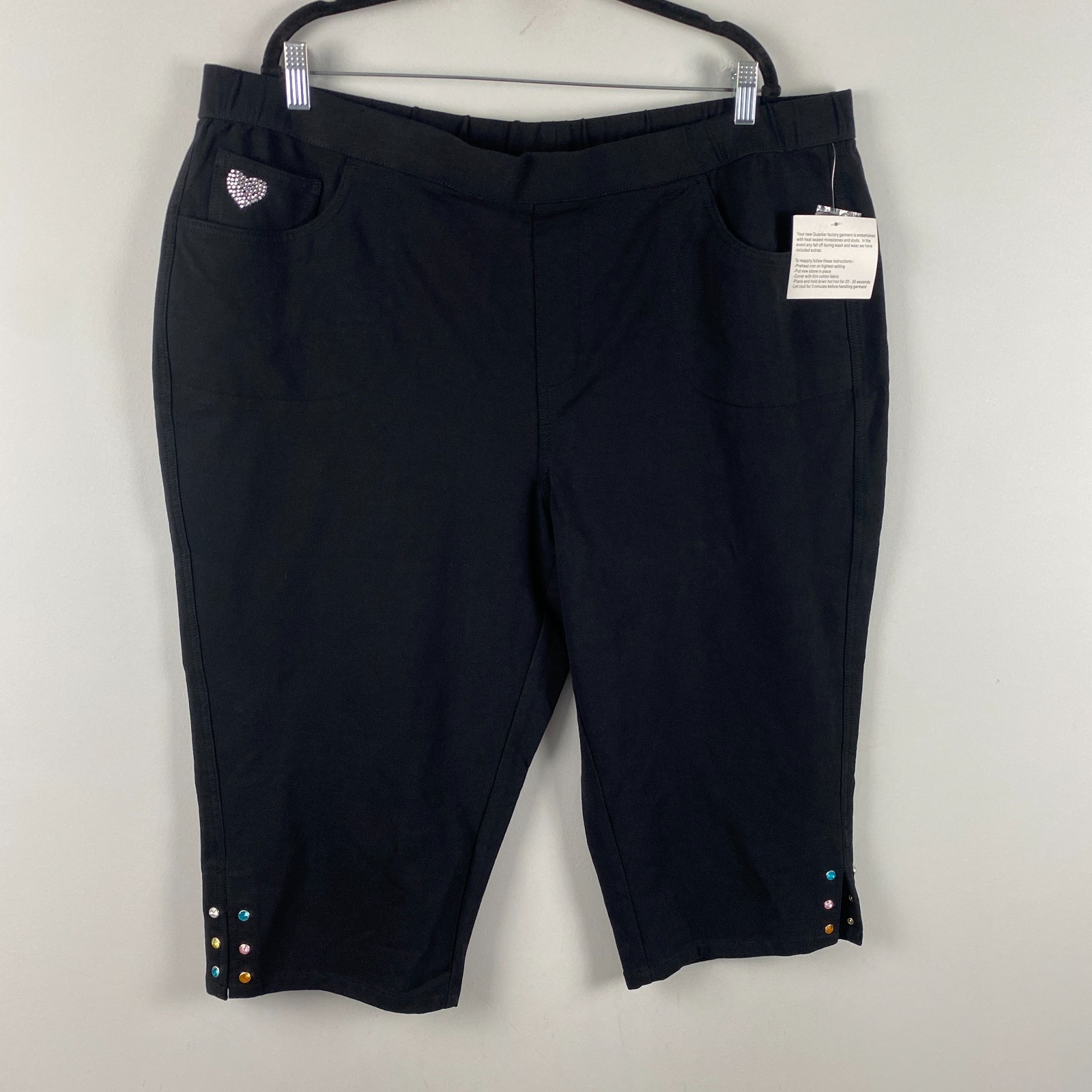 Quacker Factory DreamJeannes Capri Pants Size 2X Pull On Pockets Stretch