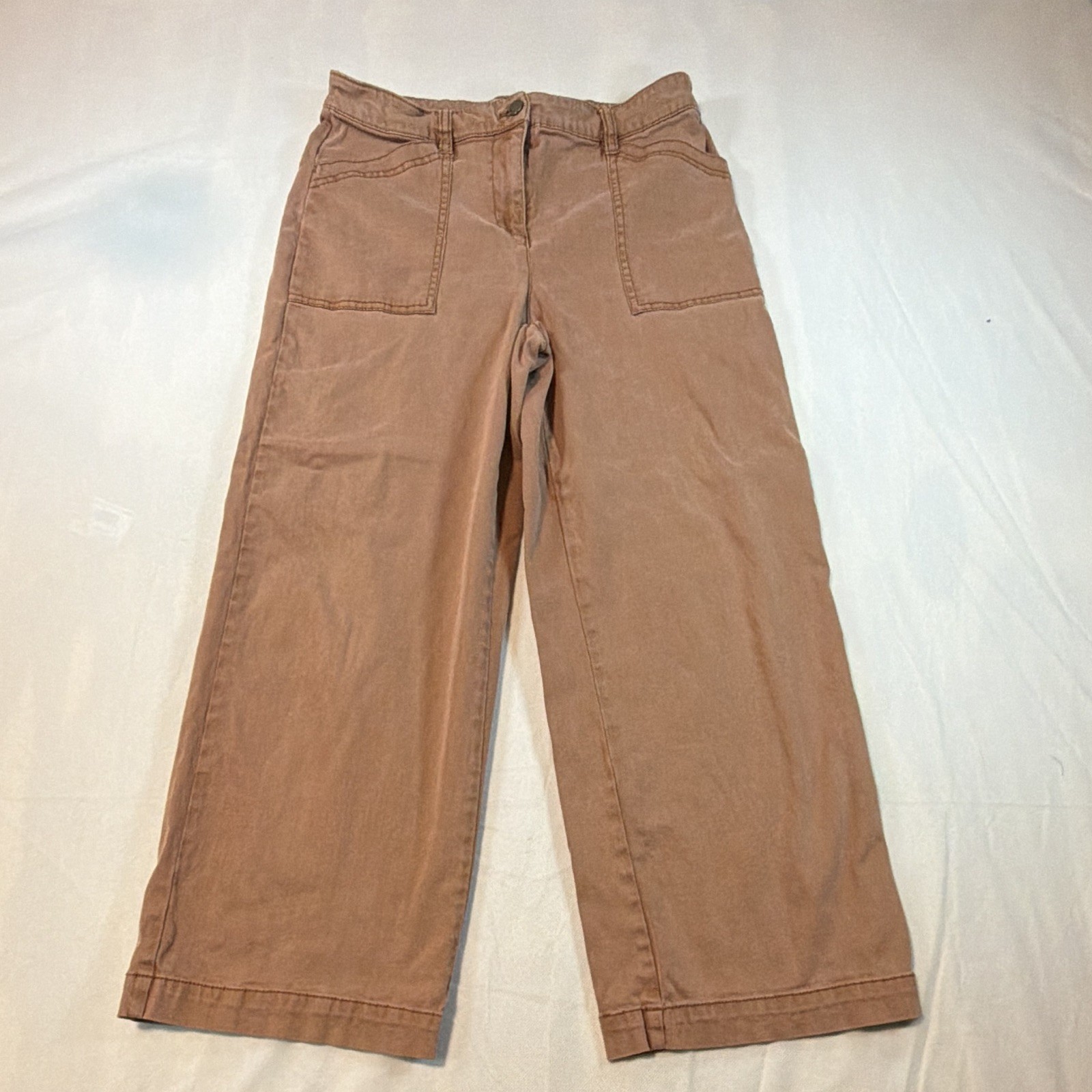 Joie Copper Twill Stretch Wide Leg Pants Women 8 Relaxed Casual DayTrip Joie Copper Twill Stretch Wide Leg Pants Women 8 Relaxed Casual DayTrip