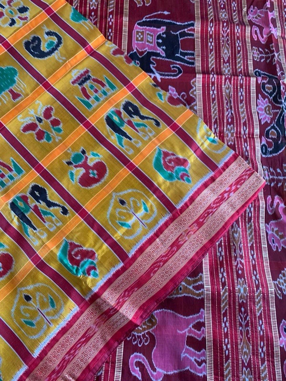 Haldi Ceremony Sari Odisha Nabakothi Khandua Pata Pure Silk Saree For Women