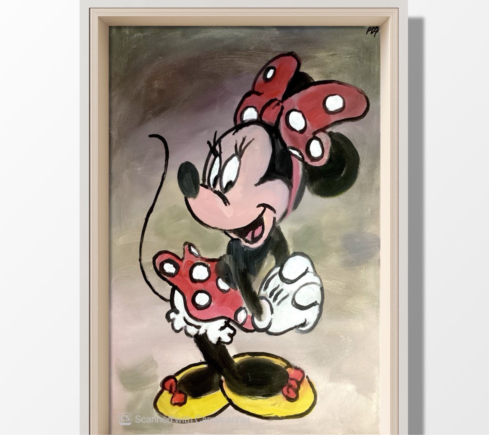 PDQ Original Acrylic 24x18 Modern Minnie Mouse Painting Painting Signed Canvas