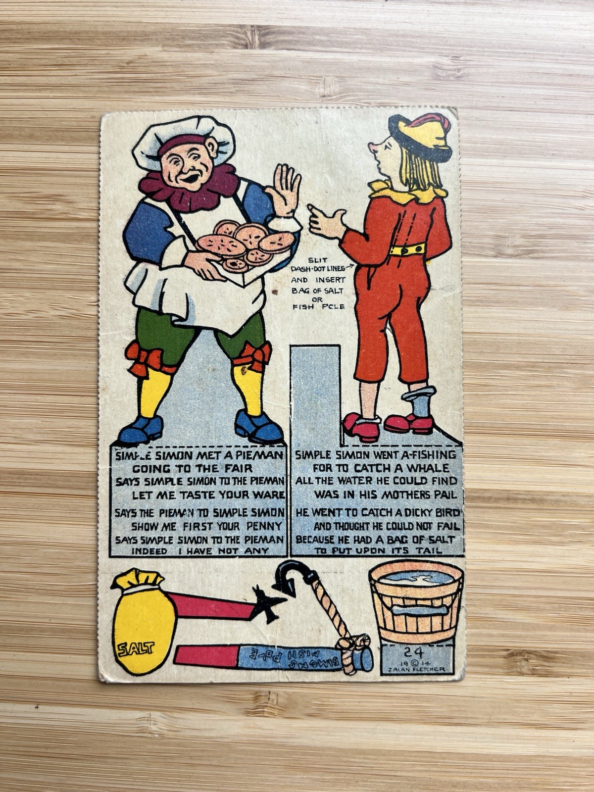 1914 J. Alan Fletcher Postcard #24 Cut Out “ Simple Simon And The Pie Man” 1914 J. Alan Fletcher Postcard #24 Cut Out “ Simple Simon And The Pie Man”