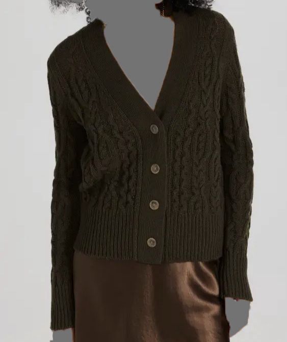 $445 Vince Womens Green Triple Braid Cable Wool Cashmere Cardigan Sweater Sz XXS $445 Vince Womens Green Triple Braid Cable Wool Cashmere Cardigan Sweater Sz XXS