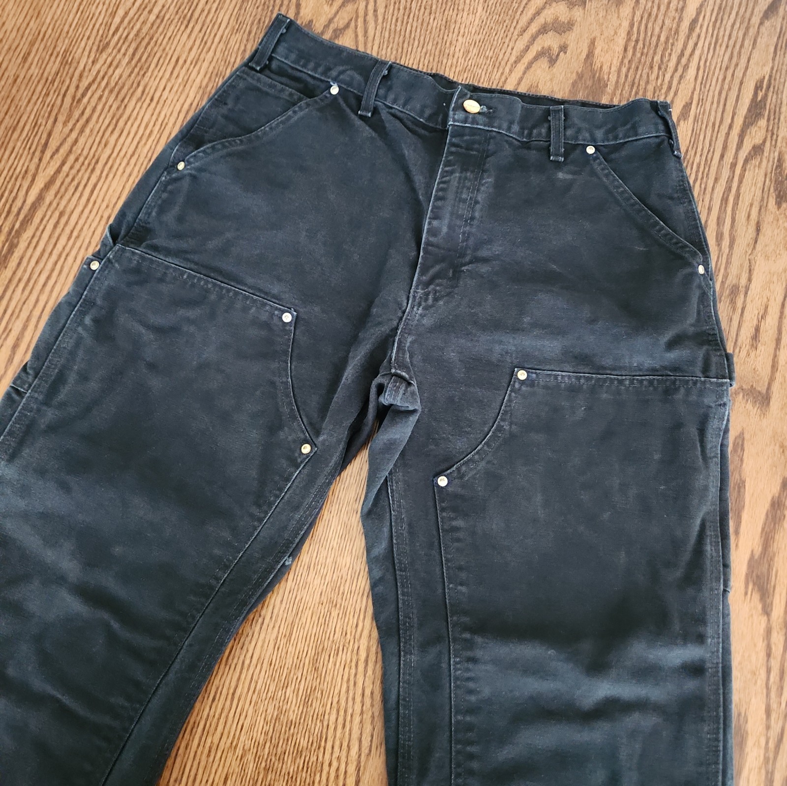 Carhartt B01 BLK Black Double Knee Canvas Work Pants Size 34x32 Dungaree Fit