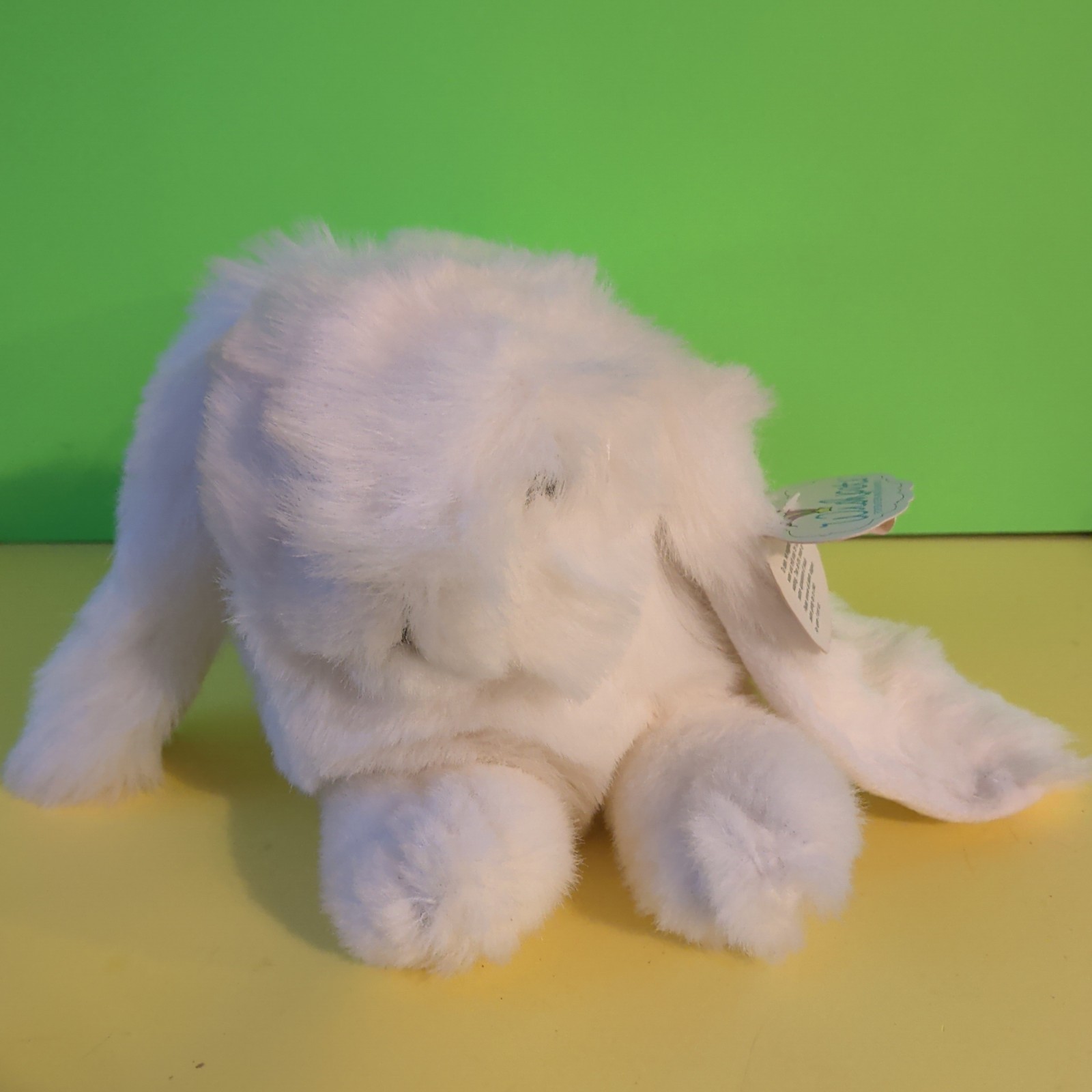 Vtg realistic Bunny Rabbit Plush White Lop Ears Stuffed Animal 2000 y2k 