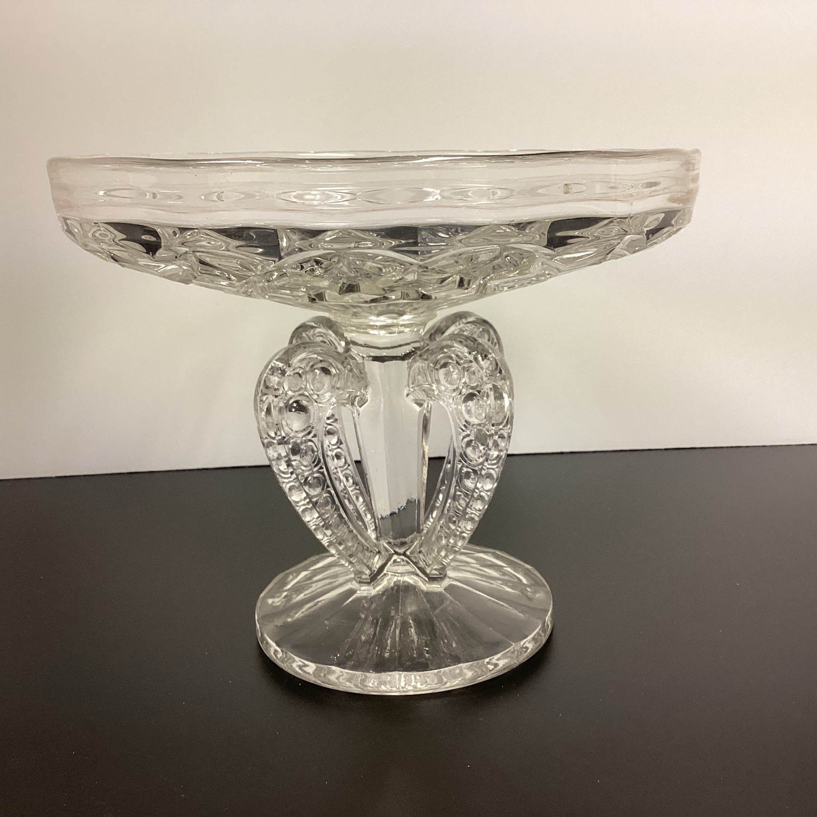 RARE 1930’s Pressed Clear Glass Compote Libochovice Czech Republic Art Deco RARE 1930’s Pressed Clear Glass Compote Libochovice Czech Republic Art Deco