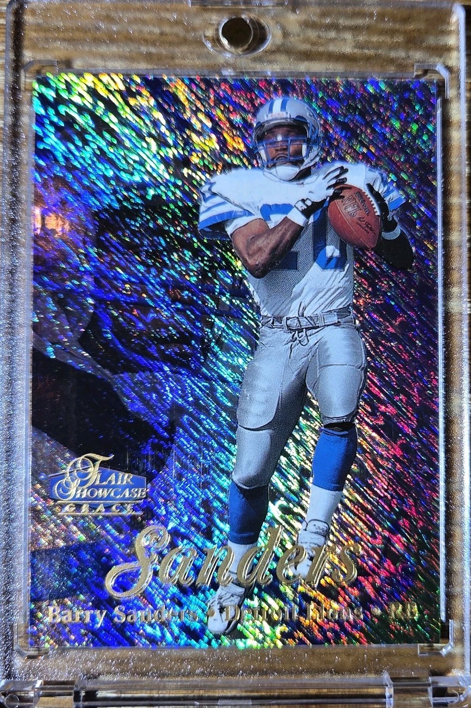 STUNNING Barry Sanders 1998 Flair Showcase Row 1 Rainbow Refractor - Rare - Row1