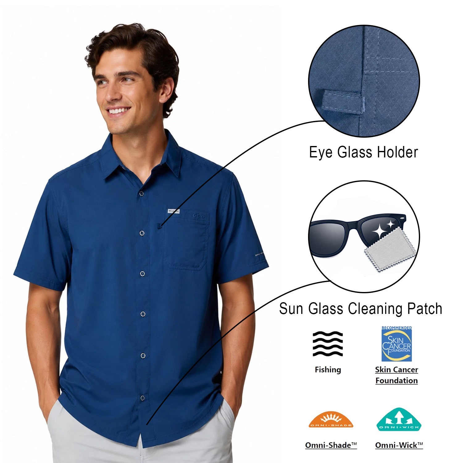 Columbia Men's Carbon Shirt Slack Tide PFG Camp Shirt UPF 50 S/S (469)