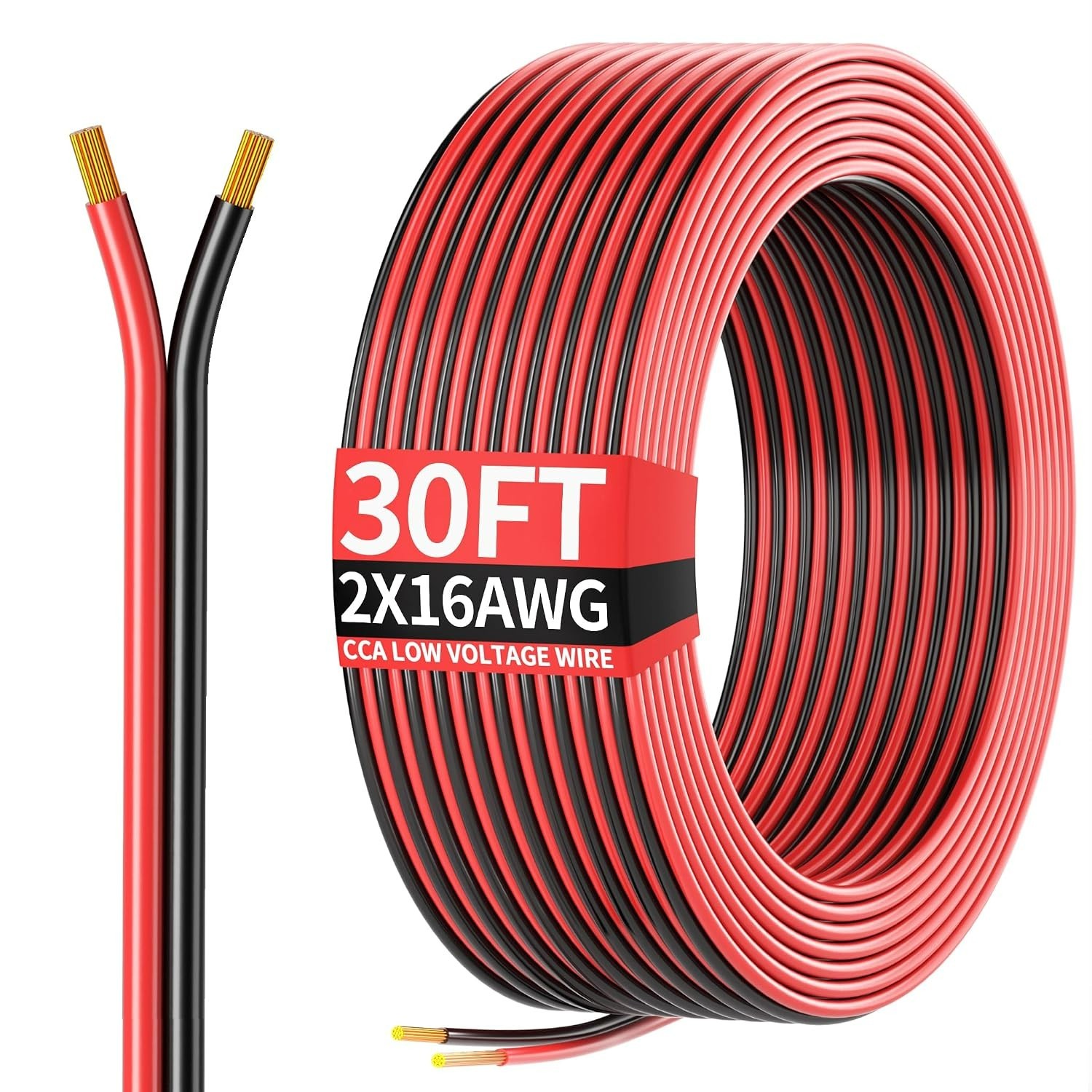 16 AWG 2 Conductor Red Black Wire 12V 24V DC LED Strip Cable 30FT-500FT