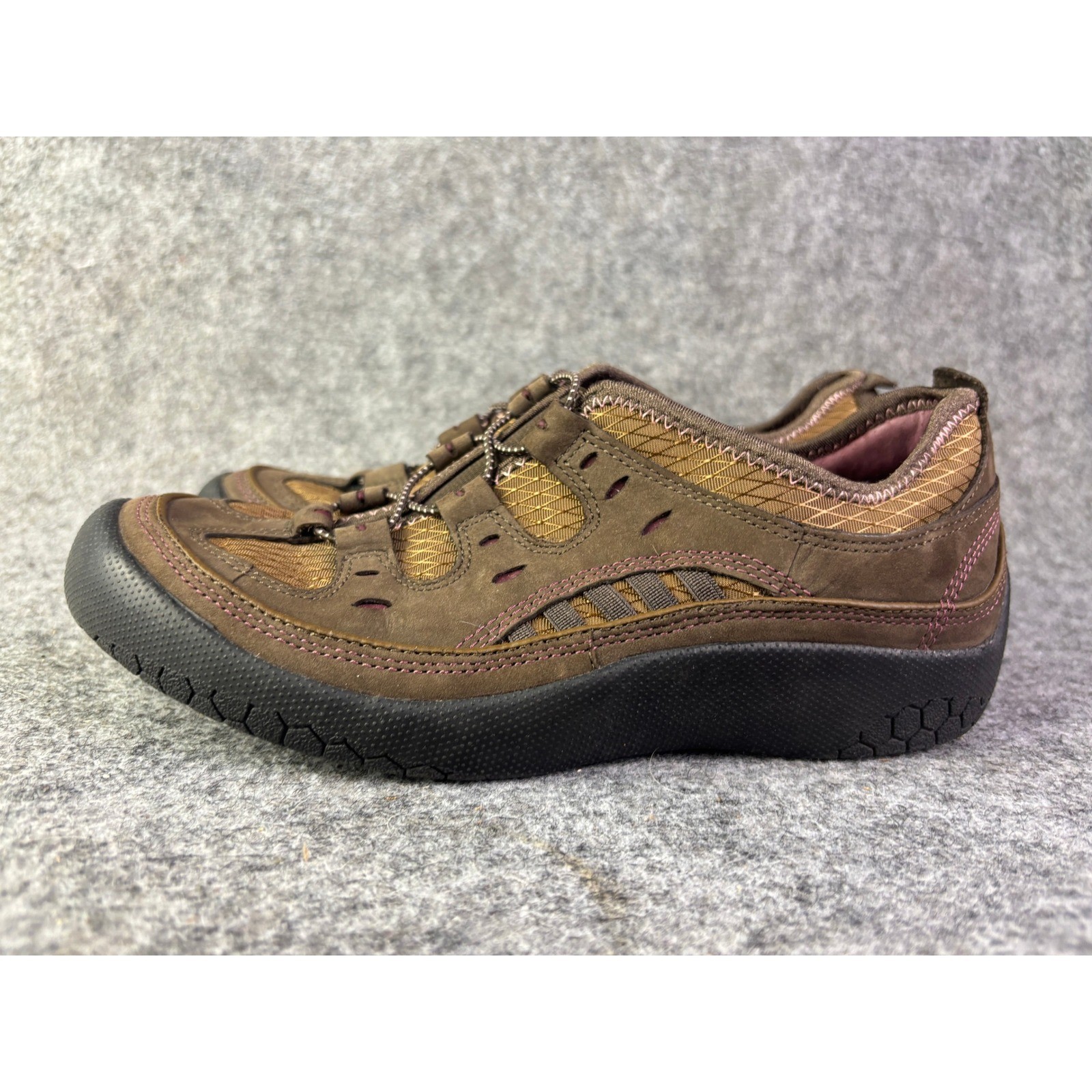 Privo by Clarks Walking Shoes Womens 7M Brown Leather Bungee Slip On 76463