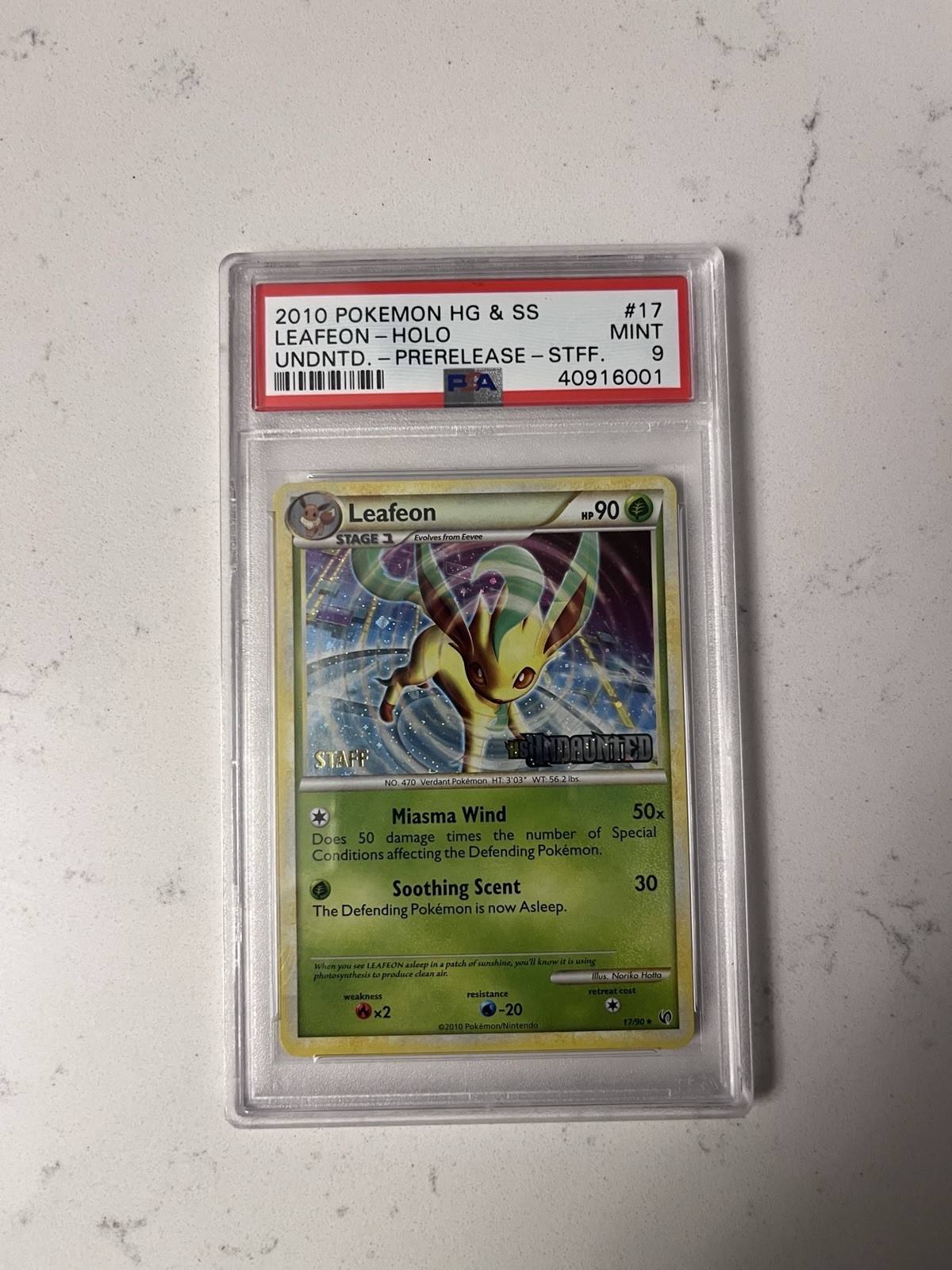 2010 HGSS Leafeon - (Prerelease Staff Promo) 17/90 Holo PSA 9 (Low Pop) 2010 HGSS Leafeon - (Prerelease Staff Promo) 17/90 Holo PSA 9 (Low Pop)