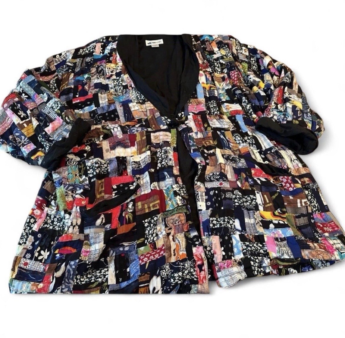 VINTAGE WE BE BOP JACKET COAT PATCHWORK TOPPER MULTICOLOR WOMENS SZ 1X