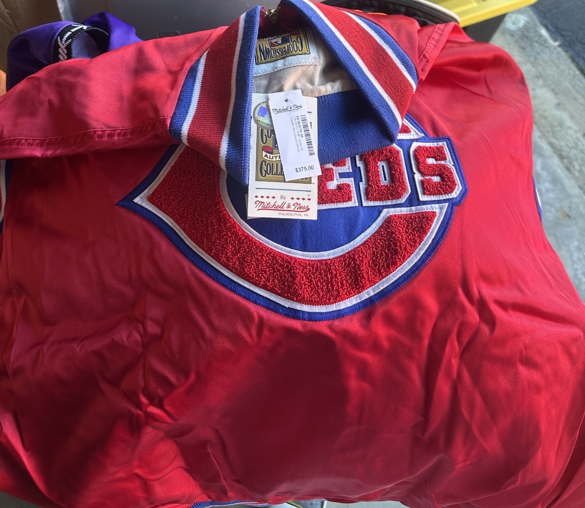 1 of 1 RARE Cincinnati Reds Bomber Track Jacket 1 of 1 RARE Cincinnati Reds Bomber Track Jacket
