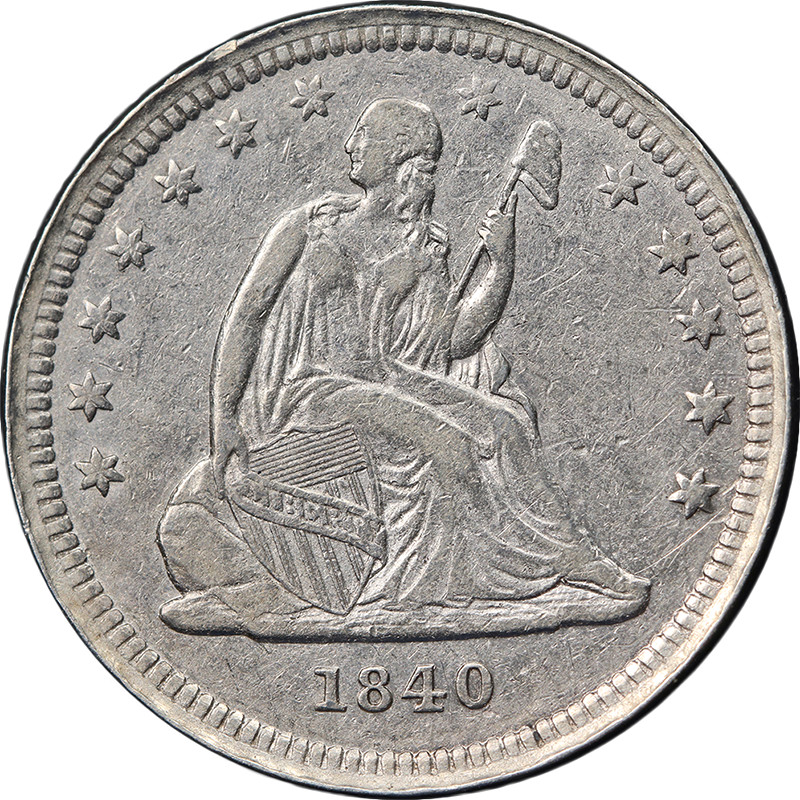 1840-P Seated Liberty Quarter 'Drapery' Choice XF Nice Eye Appeal Nice Strike