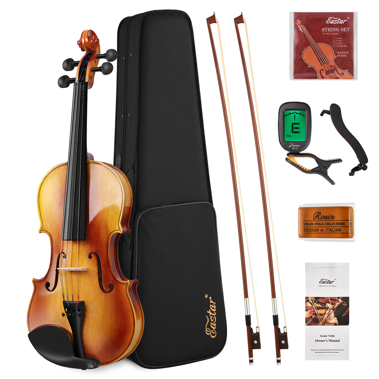 🎻 Eastar EVA-330 Acoustic Violin 4/4 Full Size Solidwood Fiddle With Case Bows