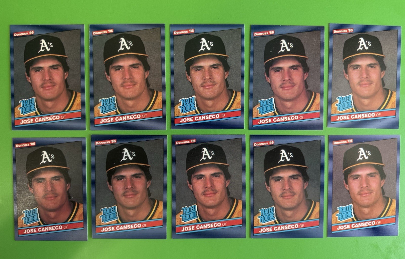 1986 DONRUSS JOSE CANSECO 10 Card Lot RAW ROOKIE OAKLAND A’s JUST PULLED FRESH 1986 DONRUSS JOSE CANSECO 10 Card Lot RAW ROOKIE OAKLAND A’s JUST PULLED FRESH