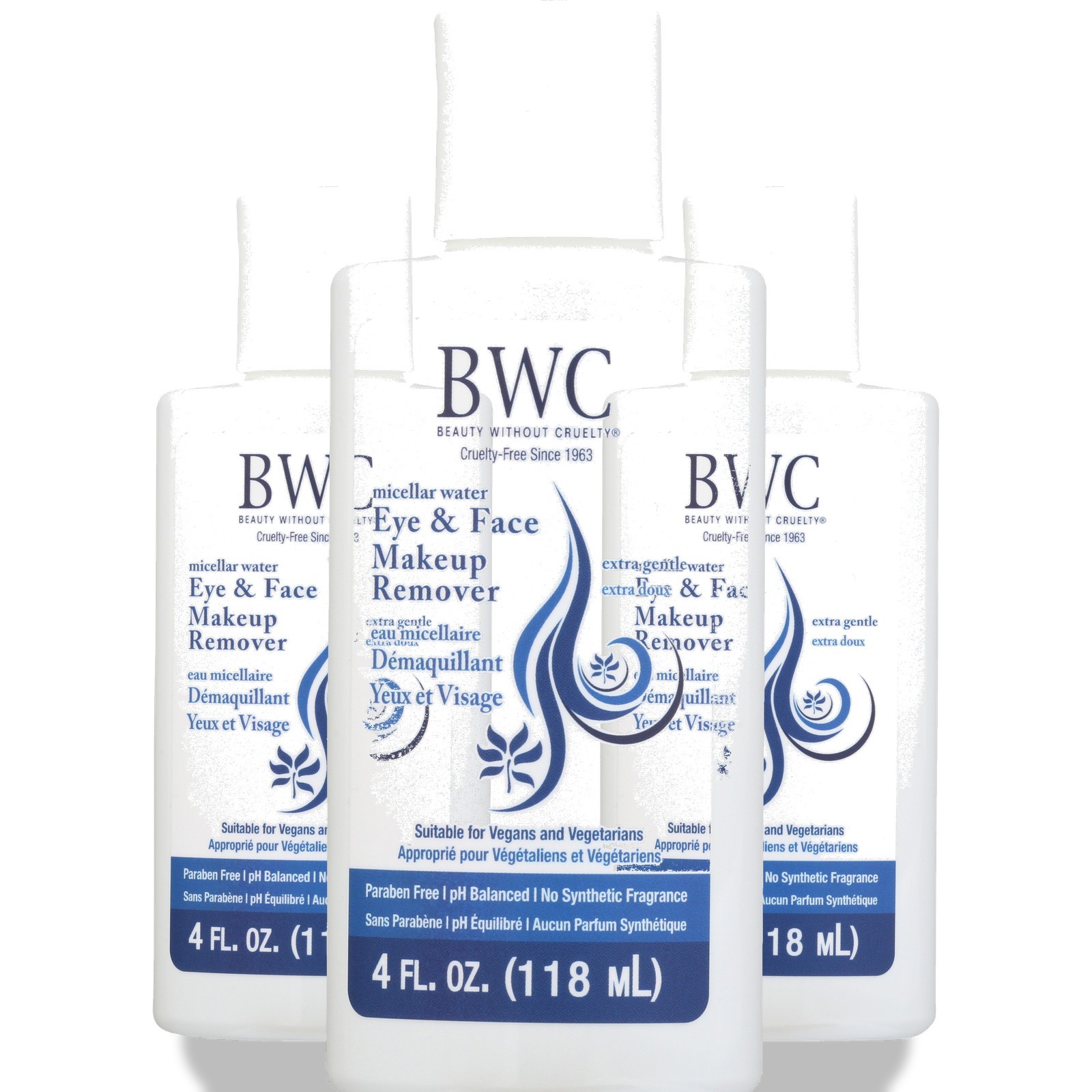 Beauty Without Cruelty Extra Gentle Eye & Face Makeup Remover 4 Oz 3 Pack
