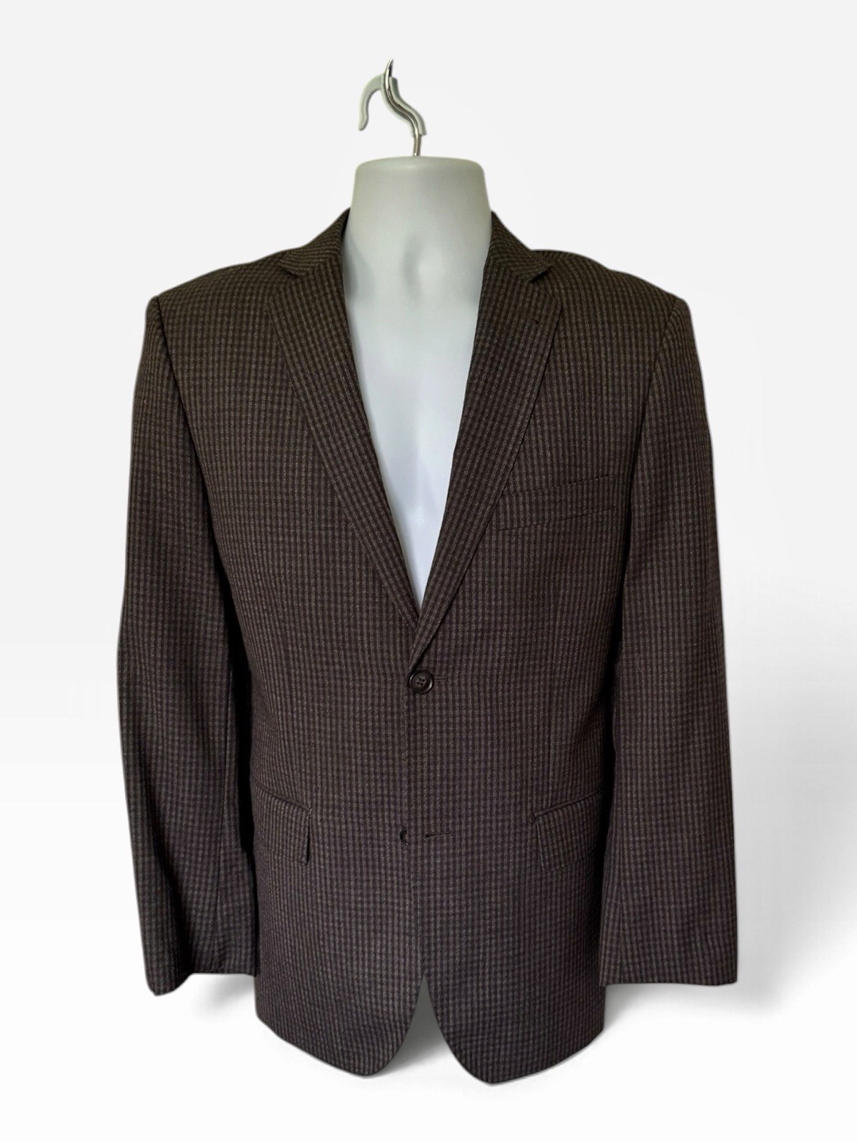 New Saks Fifth Ave Houndstooth Fine Wool Blazer 36S Black Brown 2 Vent NWOT
