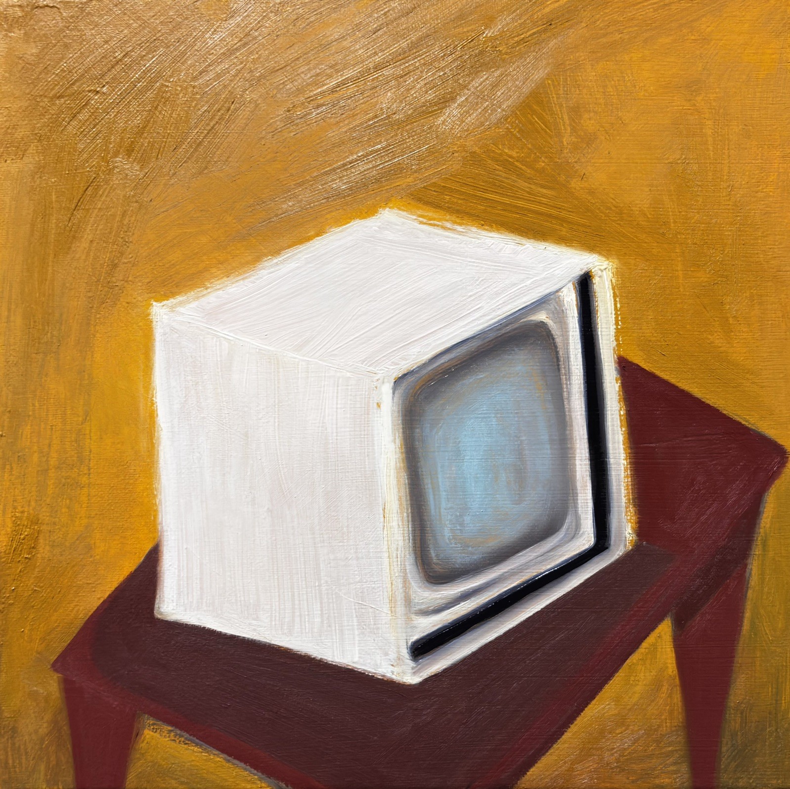 Original oil painting impressionist naïve style “ Retro TV “ with COA
