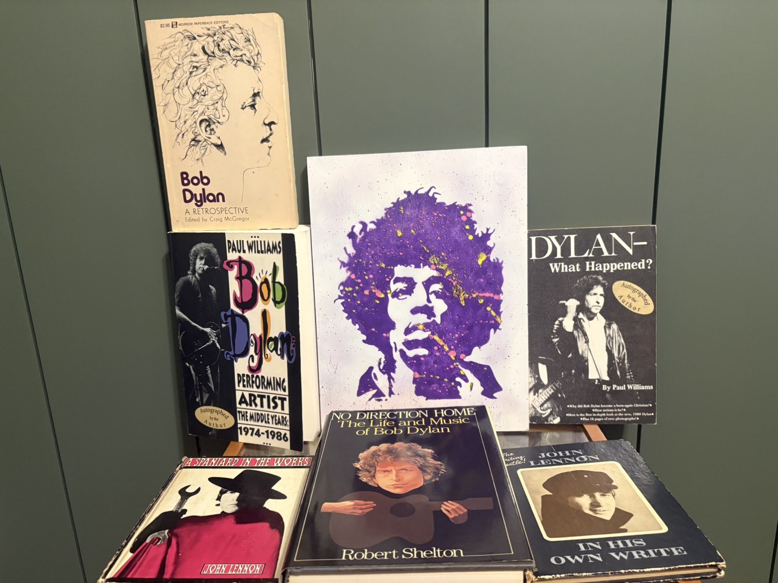 Bob Dylan Signed books (2) by Paul Williams, & John Lennon Book Lot + bonus Art