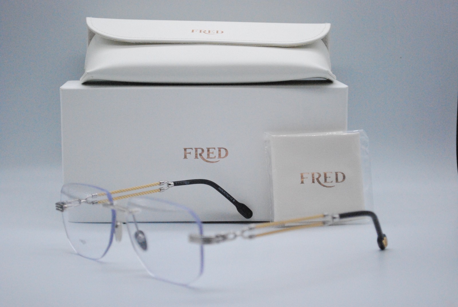NEW FRED FG50066U 016 SHINY PALLADIUM AUTHENTIC EYEGLASSES FRAME 58-13 NEW FRED FG50066U 016 SHINY PALLADIUM AUTHENTIC EYEGLASSES FRAME 58-13