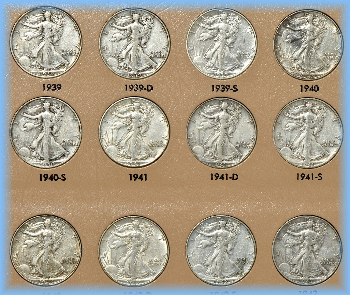 1916 - 1947 Walking Liberty Half Dollar Coin Lot ~ XF - AU ABOUT UNCIRCULATED