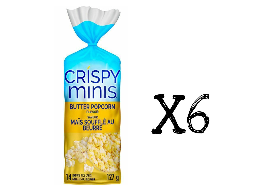 Quaker Crispy Minis Gluten-Free Butter Popcorn Rice Cakes 127g X 6 Canada Fresh