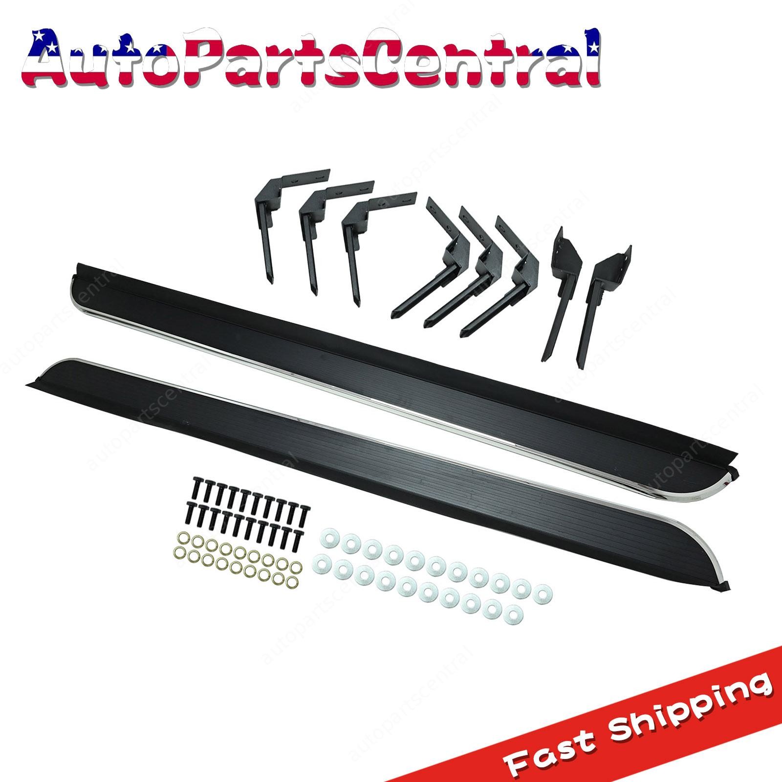 New 2pcs Running Boards Side Steps Fits Chevy Suburban 2021-2027 Black & Chrome 