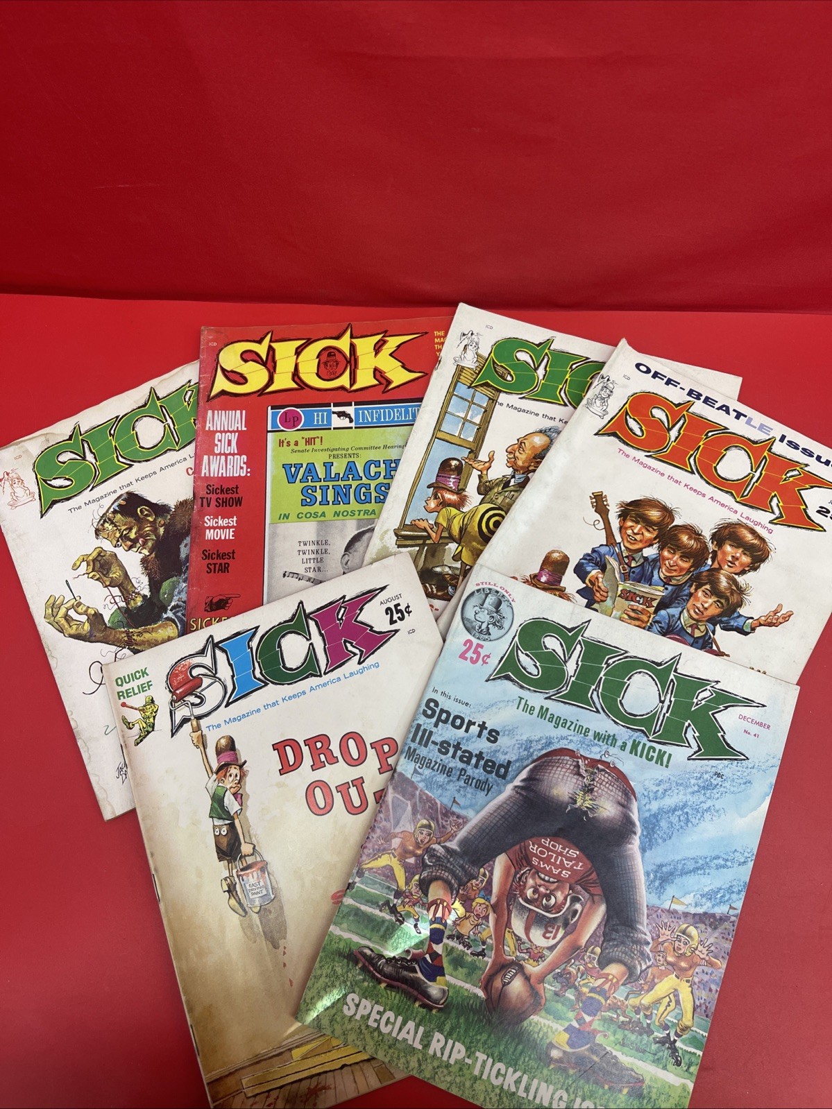 Vintage Sick Magazine Lot of 6 #25 #26 #28 #29 #30 #41 1963-1965 Beatles