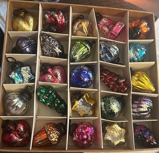 25 Pack Vintage Glass Christmas Tree Ornaments Retro Holiday Hanging Decorations 25 Pack Vintage Glass Christmas Tree Ornaments Retro Holiday Hanging Decorations