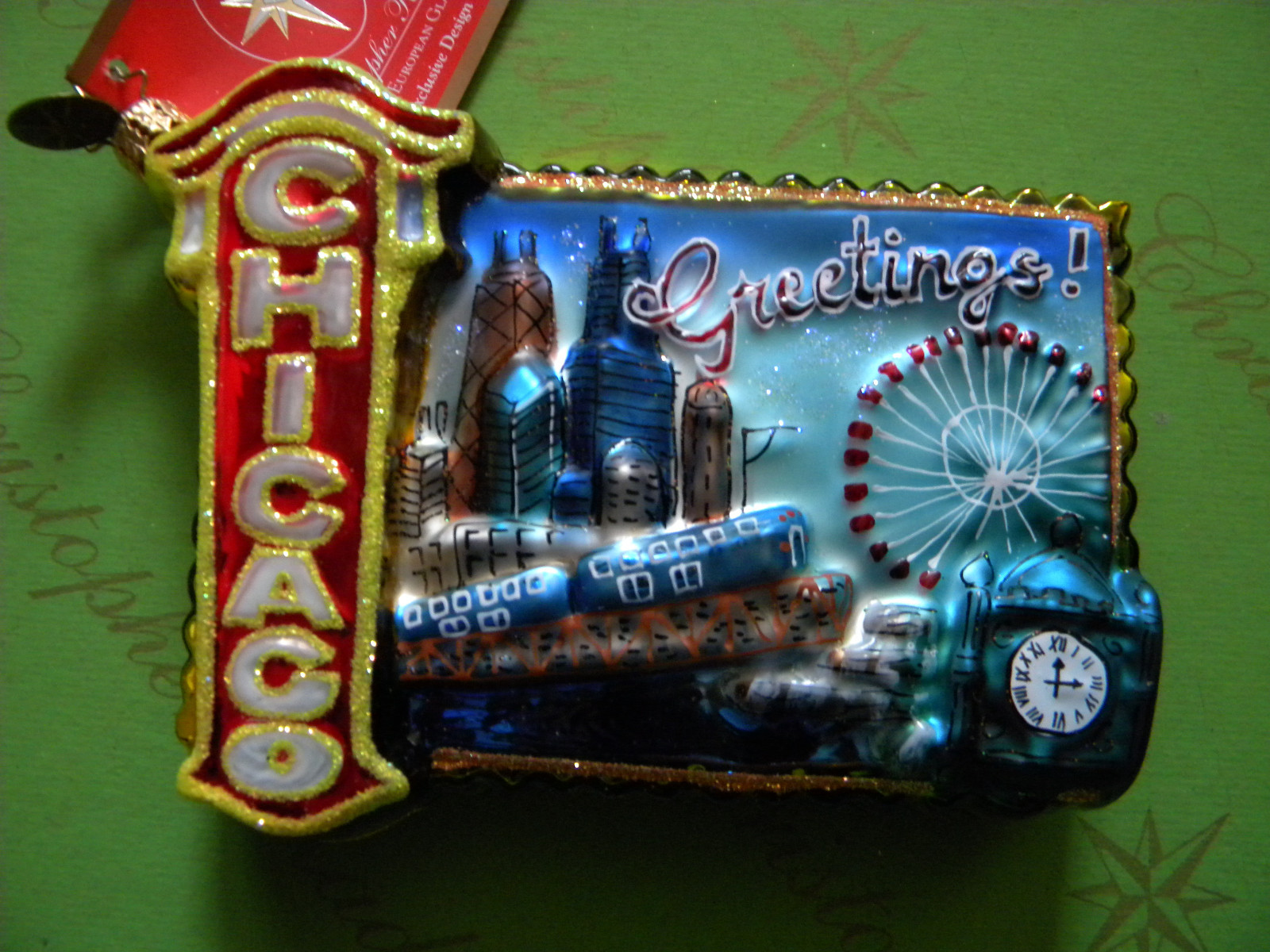 Christopher Radko Greetings From Chicago Glass Ornament Christopher Radko Greetings From Chicago Glass Ornament