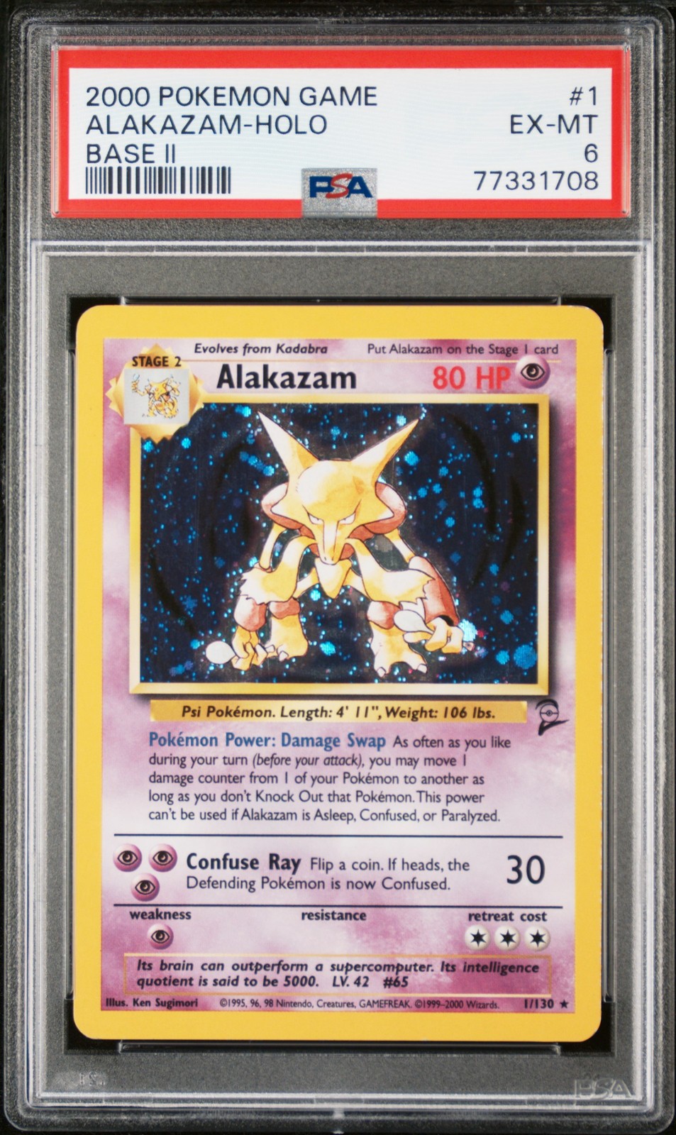 Alakazam Holo 1 Game Base II Pokemon PSA 6
