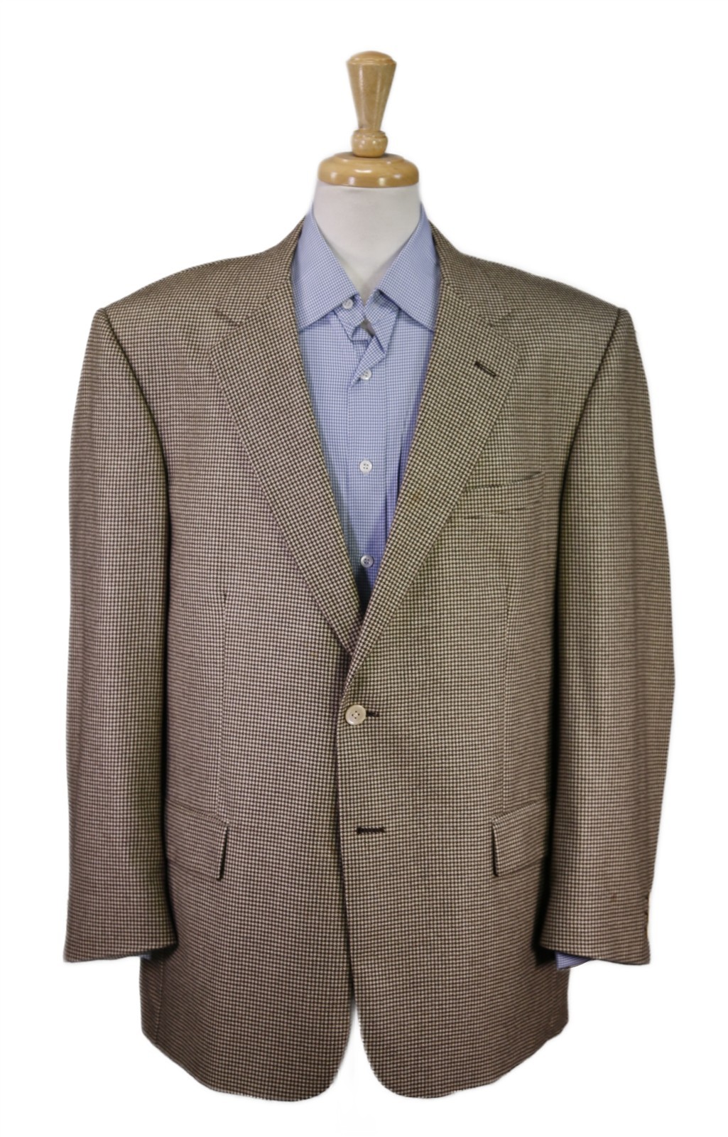 Loro Piana Alan Lebow Brown Tan Houndstooth Cashmere Silk Blazer Sportcoat 46R Loro Piana Alan Lebow Brown Tan Houndstooth Cashmere Silk Blazer Sportcoat 46R