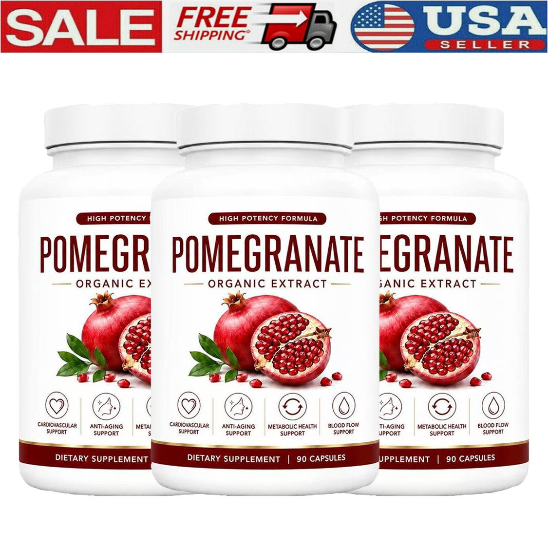 3x Alevia Organic Pomegranate Extract Capsules Natural Antioxidant Supplement