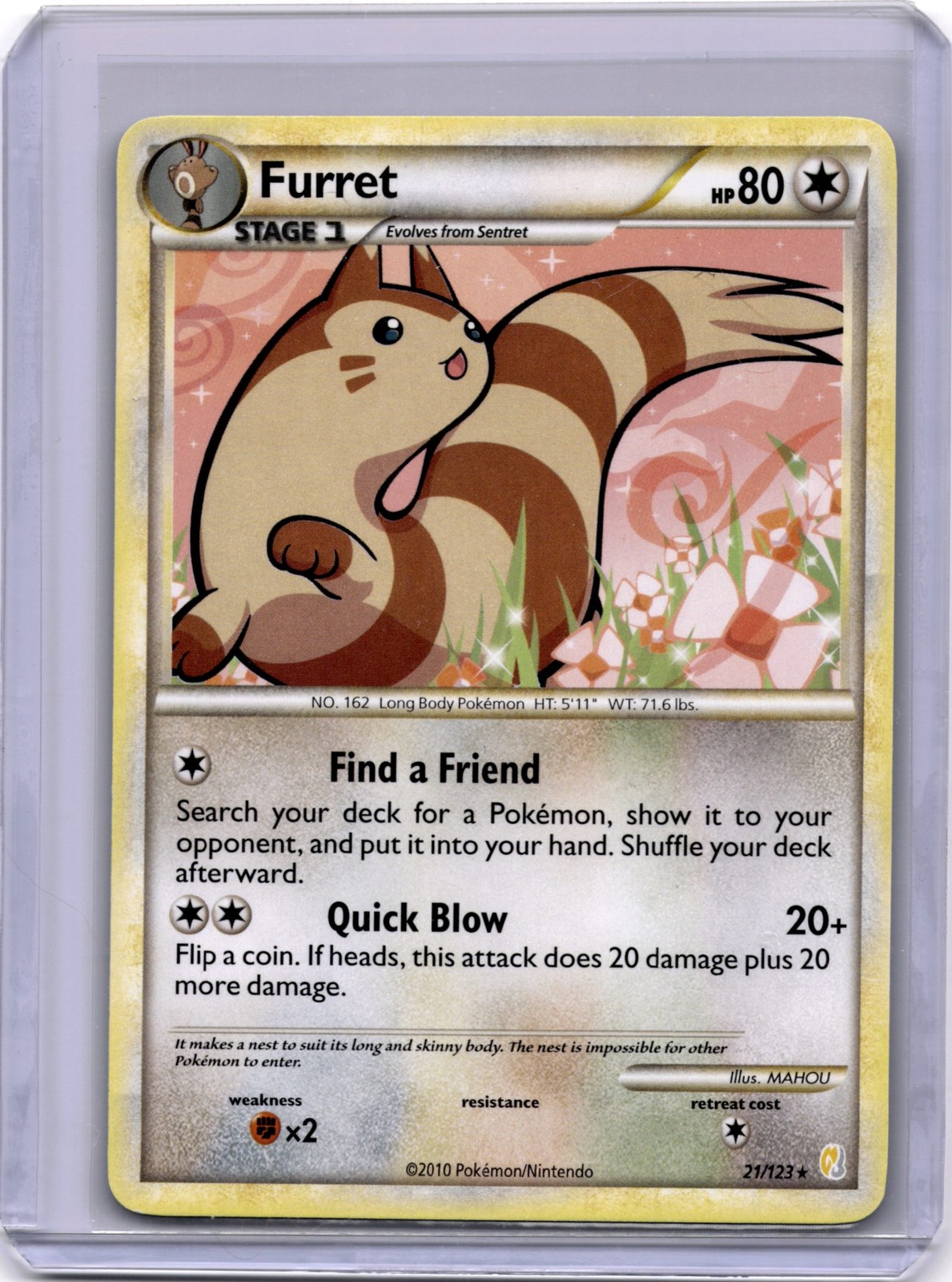 Furret 21/123 - Pokemon HeartGold SoulSilver - NM