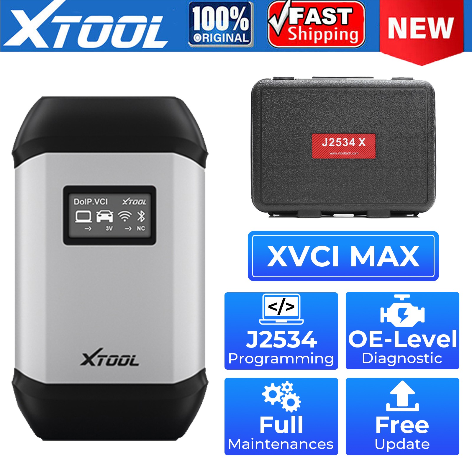 XTOOL XVCI J2534 X Programming Auto OBD2 Diagnostic Scanner ECU Coding Tool USB