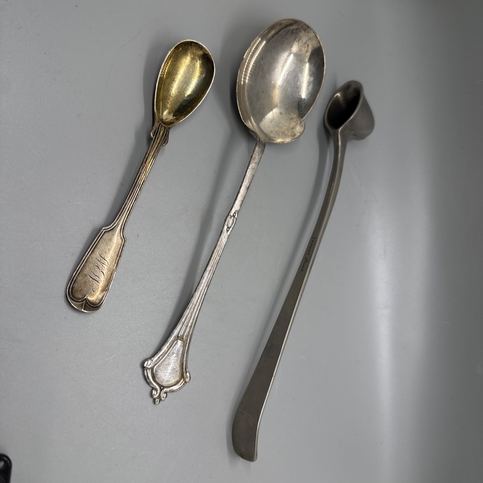 Antique Teaspoon Spoon Sterling Silverplate Benedict Leonard Marks 5 Wall St.