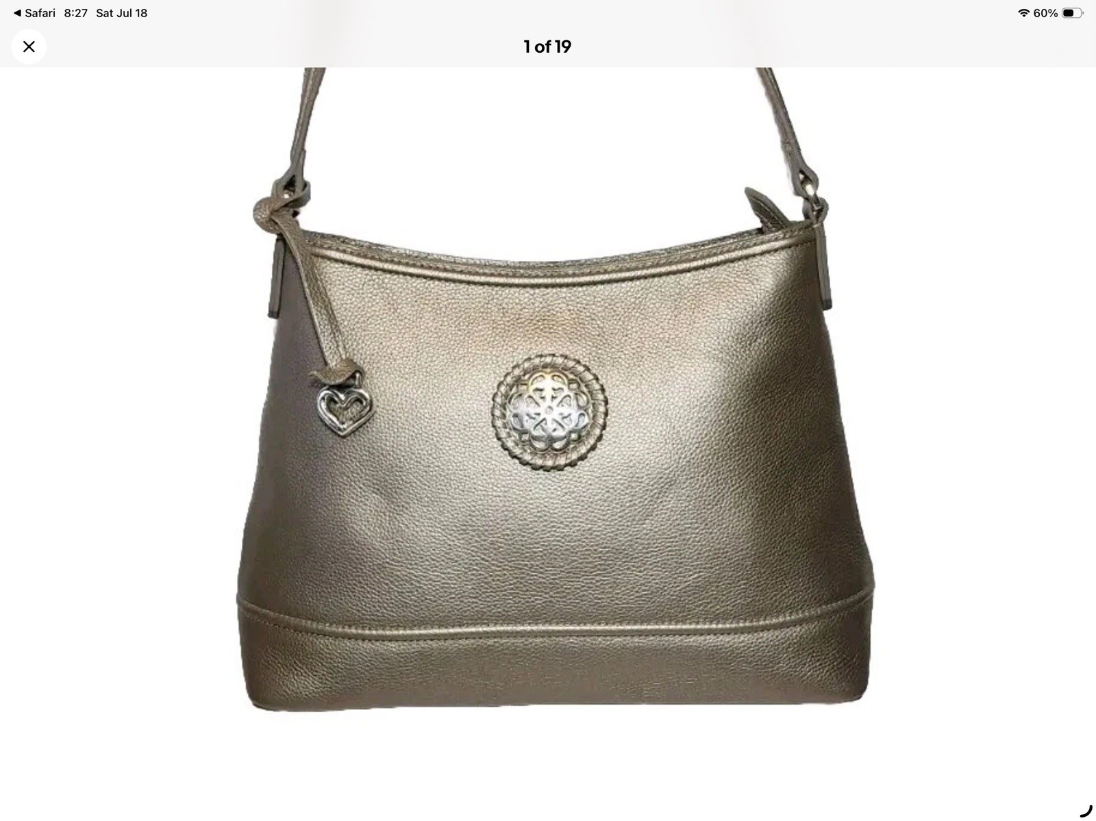 BRIGHTON FERRARA LORELLA ZINC Pearl LEATHER HANDBAG $365 EUC RARE HTF