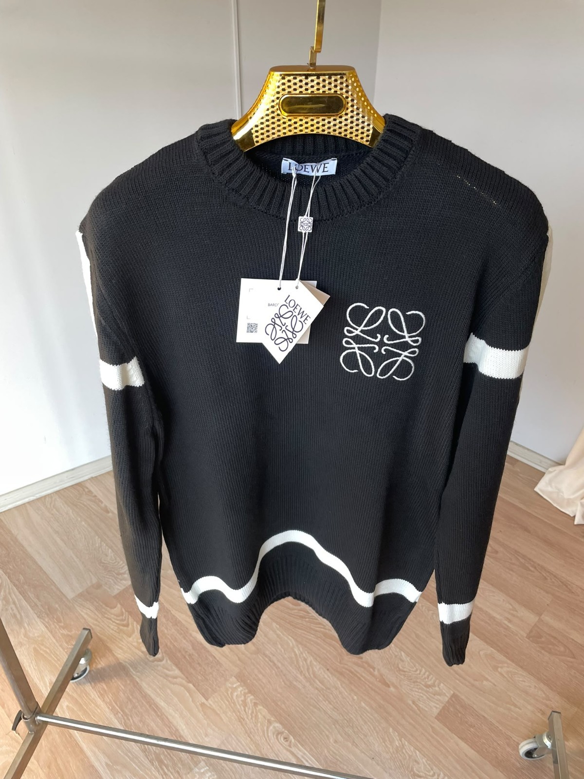 Loewe Anagram Mens Knitwear Black Sweater Size Large Loewe Anagram Mens Knitwear Black Sweater Size Large