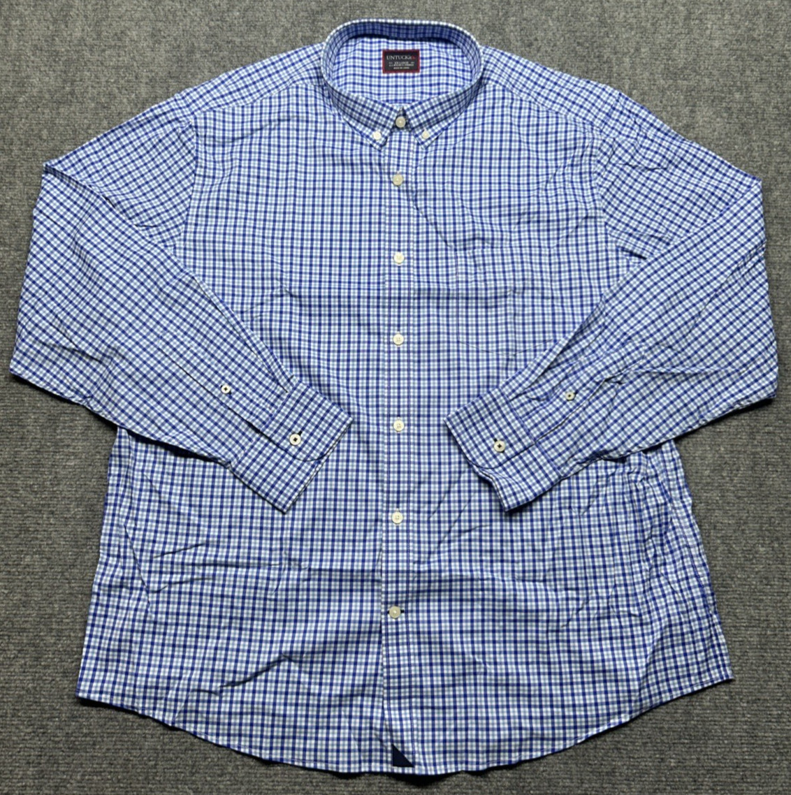 UNTUCKit Moletto Shirt Mens 3XL Blue White Check Button Up Stretch Long Sleeve UNTUCKit Moletto Shirt Mens 3XL Blue White Check Button Up Stretch Long Sleeve