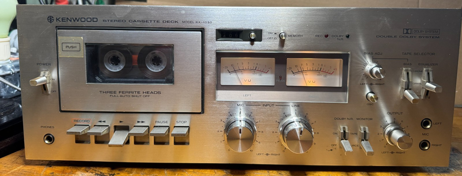 Kenwood KX-1030 Vintage Stereo Cassette Deck 3-Head Partially Working/For Repair