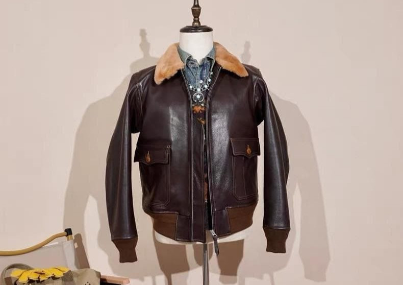 Eastman M-422A G-1 Leather Flight Jacket, Dark Brown, 1.3mm Veg-Tan, XL JP