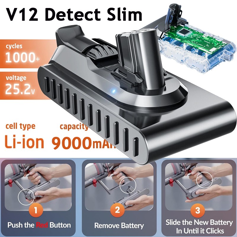 25.2V 9000mAh Replacement V12 Battery For Dyson V12 Detect Slim SV46 Vacuum  NEW